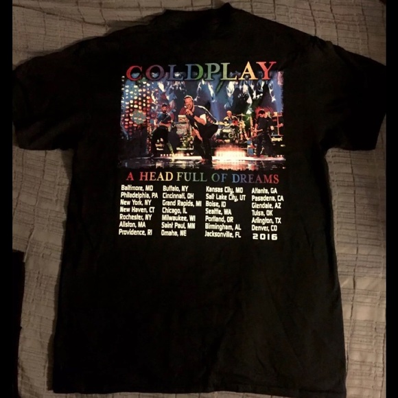 COLDPLAY Tshirt Mens sz M 2016 Tour A Head Full Of Dreams Chris Martin &Band NEW - Picture 2 of 4